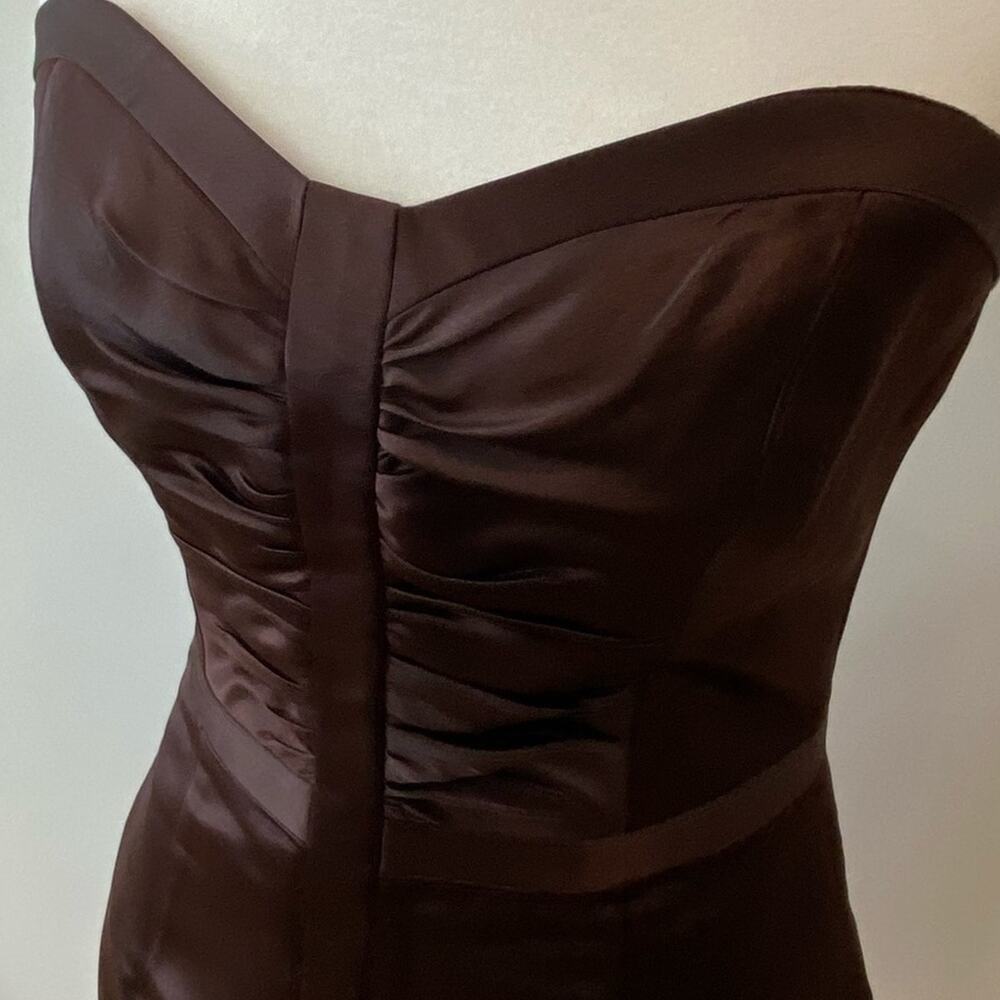 Vintage Cocktail Dress 6 Brown Small Y2K Silk Strapless Homecoming Formal Fall
